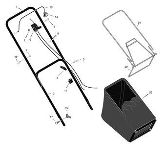 Handle And Bagger Assembly Diagram and Parts List for 222390X31A 2004 Briggs and Stratton Lawn Mower